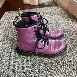 Kids Pink Glitter Dr. Martens Boots